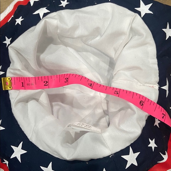 Striped and Starred Sun Hat with Red Bow - Picture 3 of 4